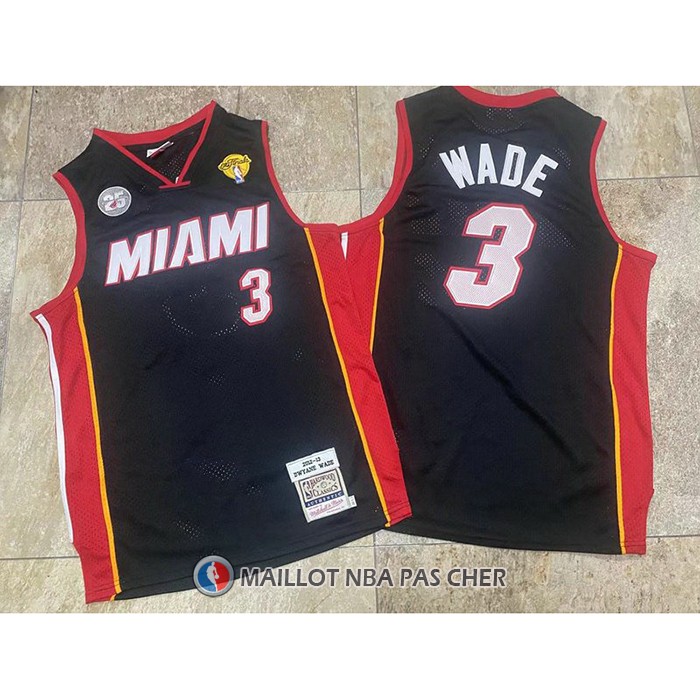 Maillot Miami Heat Dwyane Wade NO 3 Mitchell & Ness 2012-13 Authentique Noir